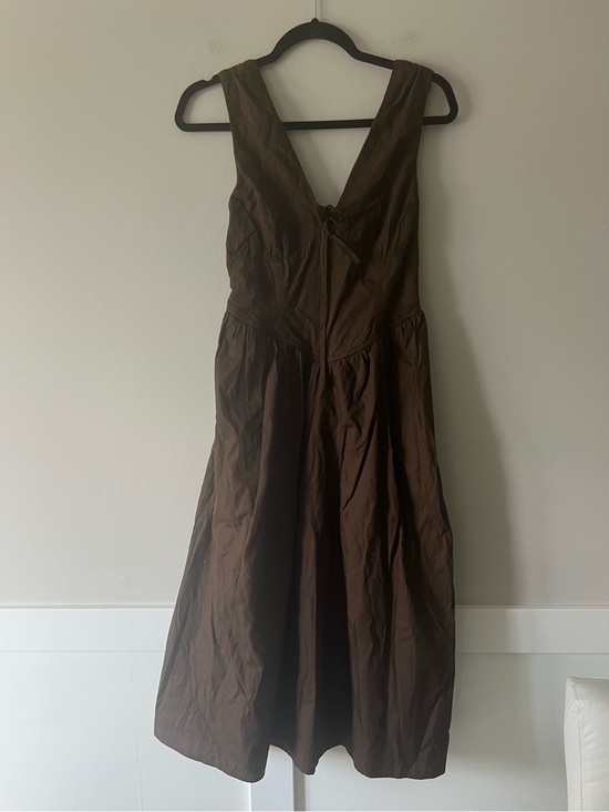 Band Of The Free Dresses & Skirts - NWT Band of the Free Chocolate Brown Cotton Midi Dress Tie Front Smocked Back XS